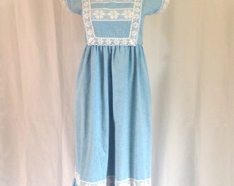 1970's Empire Waist Peasant Style Maxi Dress Sz. XS