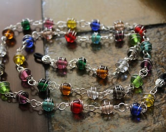 Wire Wrapped Necklace for Glasses, Eyeglass Chain, Multicolor Chain for Glasses, Eyeglass Accessory, Eyeglasses Jewelry