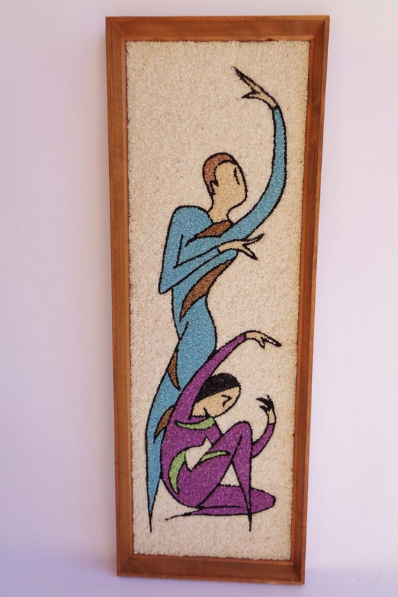 VIntage Mid Century Gravel Pebble Art Dancers