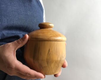Mango Wood Container Jar with Lid / Wooden Jar with Lid / Wooden Container with Lid