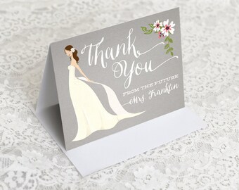 Bridal Shower Thank You Cards - Folded Thank You Cards - Custom Thank You Cards - Wedding Shower - From The Future Mrs. Card - Free Shipping