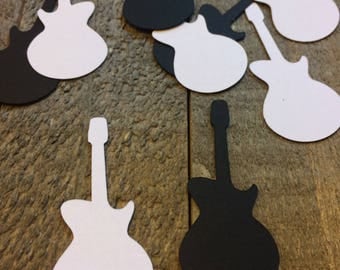Black and White Guitar Table Confetti Table Decor Rockstar Rock N Roll Musician Song Music Theme Party C067