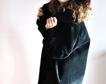 Faux-fur coat, vintage, Size : M/L