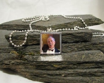 20mm Square Charm Pendant Necklace, Custom Photo Pendant Necklace