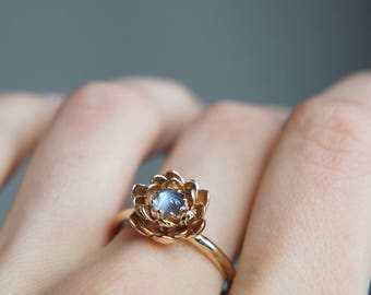 moonstone engagement ring flower engagement ring yellow gold ring unique engagement ring - Moonstone Wedding Rings moonstone engagement ring flower engagement ring yellow gold ring unique engagement ring - Moonstone Wedding Rings
