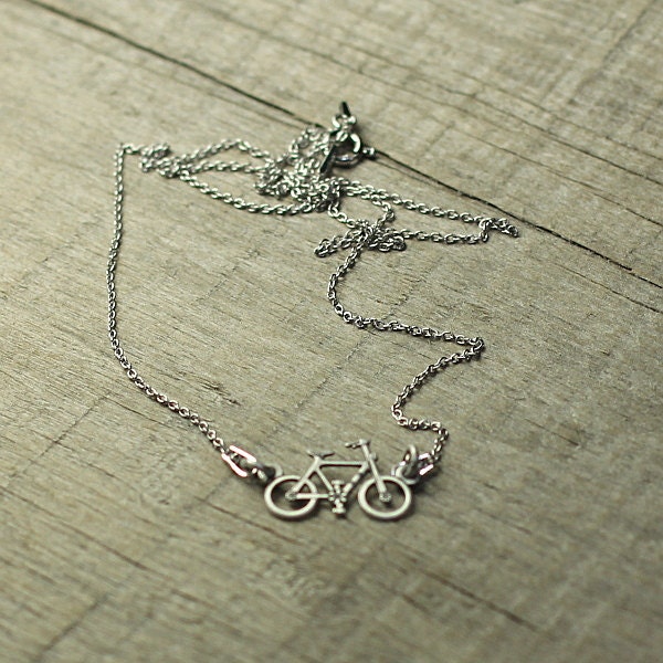 Bicycle Pendant Bike Jewelry Silver Bicycle Oxidized Silver
