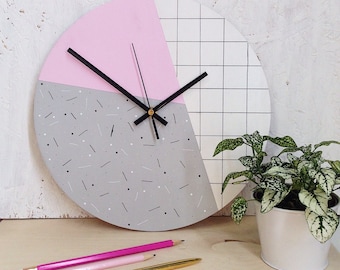 Pastel Pink Wall Clock | Geometric Wall Clock | Modern Gifts For Her | Home Decor | Wall Art