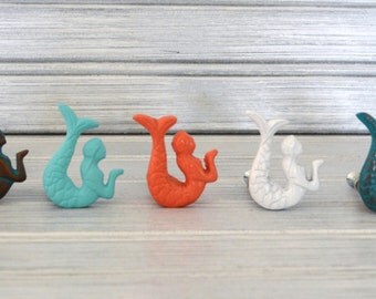 Mermaid Drawer Knobs. Mermaid Knob. Mermaid Handle. Cabinet Knob. Dresser Knob. Beach Decor. Mermaid Decor. Coastal Decor. Nautical Decor