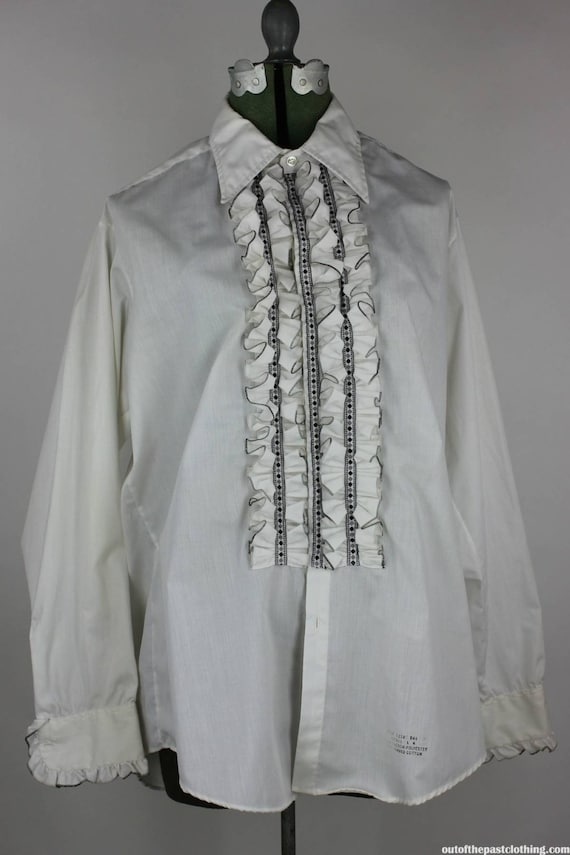 1970s ruffled tuxedo shirt