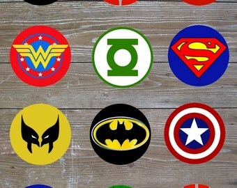 Superhero Cupcake Toppers // Superhero Logos Cupcake Toppers // Superhero Cupcakes // Superhero Party // Superhero Toppers // Hero Cupcakes