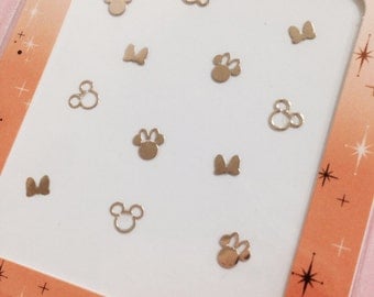 Disney / Mickey & Minnie / Nail Art Decals / Nail Art Decal Metal Parts /Nail Metal Parts/ Gold Color