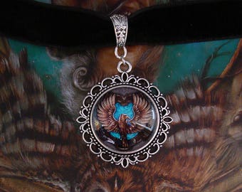 Ravenclaw Necklace - Choker - Black Velvet - Harry Potter - Eagle - Rowena - Hogwarts - Luna Lovegood - School of Witchcraft and Wizardry