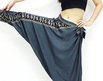 LRH1@4 Women Harem Pants Yoga Pants Aladdin Pants Maxi Pants Boho Pants Gypsy Pants Rayon Pants Genie Pants Pants Gray
