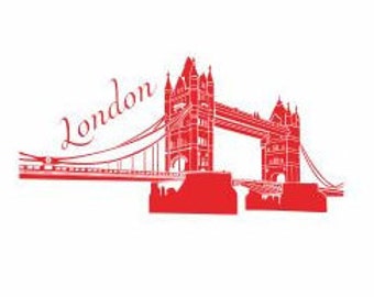 London Skyline Decal: London Decals, Famous Cities, London Bride decor, London Party Decor, London Theme Decals, Living Room Decals,