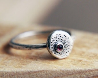 Rustic Silver Tourmaline Ring , Rustic Silver Ring, Silver Pink Tourmaline Ring, Pink Gemstone Ring