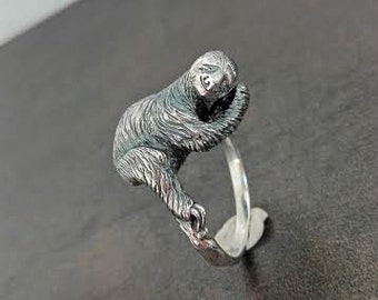 Sloth ring - Sterling Silver - Free Shipping
