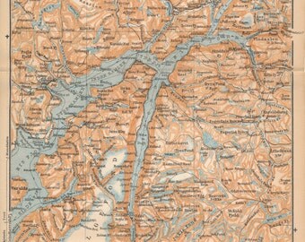 1895 Hardanger & Voss Norway Antique Map