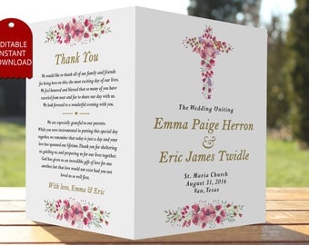 Catholic wedding program TEMPLATE, wedding program booklet, wedding program printable, rustic wedding program, unique wedding programs
