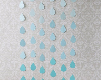 Blue raindrop garland - Baby shower garland - Baby shower banner - Sprinkle banner - Boy baby shower - Baby sprinkle garland - Baby shower