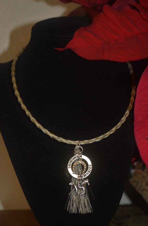 Horse Hair Braid Silver Memory Necklace Charm Pendant Key