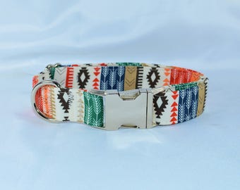 Tribal Aztec Arrows - Adjustable Dog Collar - Martingale or Buckle, Personalized, Engraved, ID Buckle