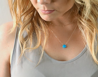 Sleeping Beauty Turquoise Necklace - Gemstone Necklace - Gift for her - 14k Gold Fill - Sterling Silver - Rose Gold Fill