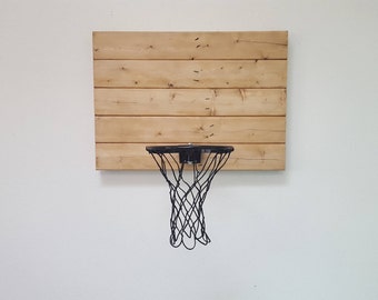 Rustic Wood Basketball Hoop. Reclaimed Wood Basketball Backboard and Rim Wall Mount