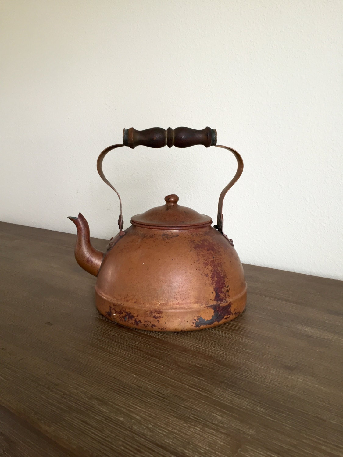 Vintage Copper Teapot Tagus Teapot Tea Kettle Wood Handle
