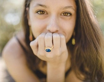 Lapis Lazuli gold ring, blue ring, Lapis lazuli jewelry, blue gemstone ring, gift under 40, blue jewelry, gold ring with lapis lazuli
