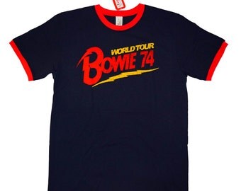 David Bowie Shirt World Tour 1974, Licensed Merchandise , 100% Authentic T-ShirtClassic Rock, David Bowie, Posters, Clothing, Vintage, Retro