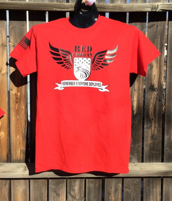 RED Friday Shirt.Eagle and wing shield RED by CustomPressTShirts