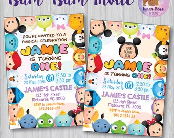 Tsum Tsum Invitation, Tsum Tsums Invitation, Disney Baby, Tsum Tsum Party, Tsum Tsum Birthday, Tsum Tsum Invite, Tsum Tsums Party Printable