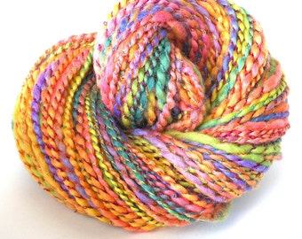 Handspun Yarn Soft BFL Wool Yarn Hand Dyed Yarn Bulky Yarn Art Yarn 176 yards - Spring Pastel