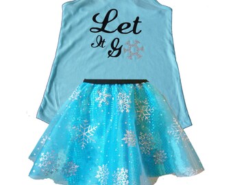 Elsa Running Costume, Elsa Costume, Fairy Tale Shirt, Frozen Tank, Sparkle Skirt, Running Skirt, Let it Go Running Costume, Princess Costume