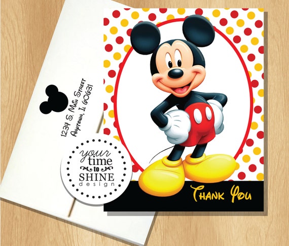 Mickey Mouse Polka Dot Folded Thank You Notes
