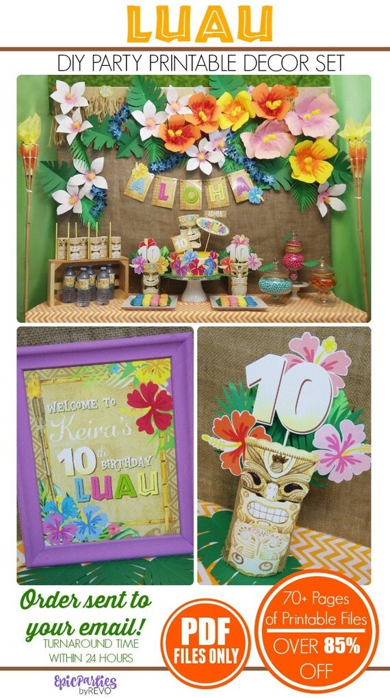85% OFF | Luau Party Printable | Luau Party Decoration | Luau Birthday | Tiki Party | Luau Birthday Decoration | Epic Parties by REVO Il_570xn