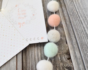 Garland of felted wool balls