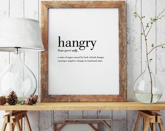 Hangry Definition Print | Wall Art Print | Wall Art | Minimal Print | Hangry (Funny) Print | Modern Print | Type Poster | INSTANT DOWNLOAD