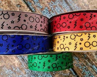 USDR HP Collection 7/8" Grosgrain Ribbon, Harry Potter Inspired Collection, Potter Glasses, US Designer Ribbon, Hair Bow Supply