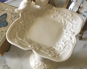 White Ceramic Bird Bath