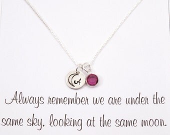 Long distance girlfriend gift – Long distance jewelry - LDR gift – Birthstone necklace – LDR relationship – Sterling silver necklace