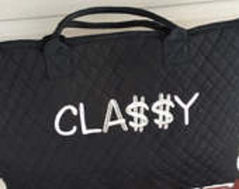 Monogram Tote, Large Quilted Shoulder Tote, Black Quilted Tote Bag, Personalized Tote Bag, Embroidered Tote