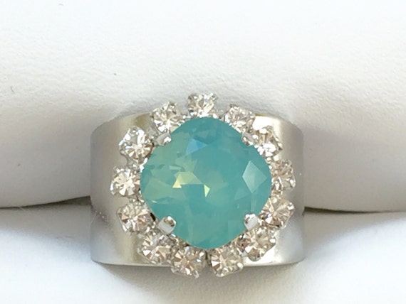 Pacific Opal and Clear Crystal Ring