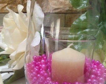 Magenta Pearls 400pc For Candle Vase Fillers, Table Scatters, No Hole Pearls, Small Pearls