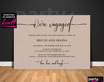 Rustic Engagement Invitation Template Printable Were Engaged Kraft Rustic Engagement Invitation Template Printable Were Engaged Kraft