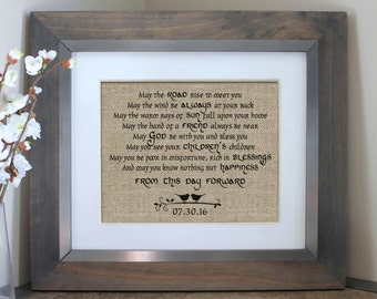 Irish Blessing on Burlap | Irish Wedding Gift | Personalized Irish Blessing | Personalized Irish Decor | May the Road Rise to Meet You