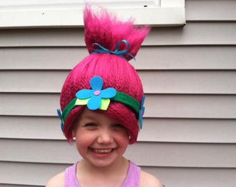 Pink troll wig, Girls Halloween wig, Troll costume wig, Kids costume, Childrens costume, Yarn wig, Troll Hair, Costume hair, Toddler costume