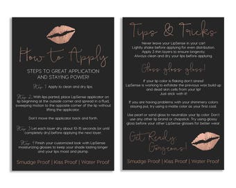 LipSense Tips and Tricks Card , LipSense Application Card, Digital Download, Printable, LipSense Bundle, 4x6 Postcard, Rose Gold