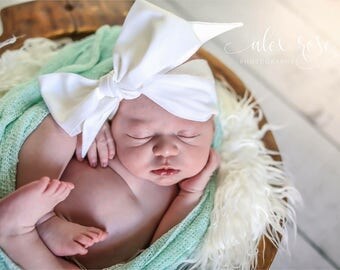 BLANC Gorgeous Wrap- headwrap; fabric head wrap; white head wrap; boho; newborn headband; baby headband; toddler headband