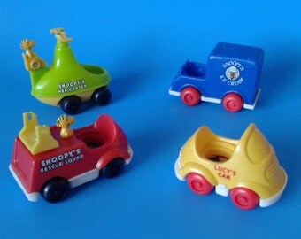 Vintage Little People / Peanuts " Snoopy and Lucy Vehicles " 1970's Aviva